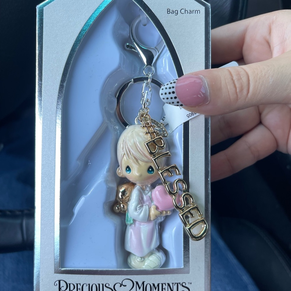 Precious Moments Pink and Gold Bag Charm